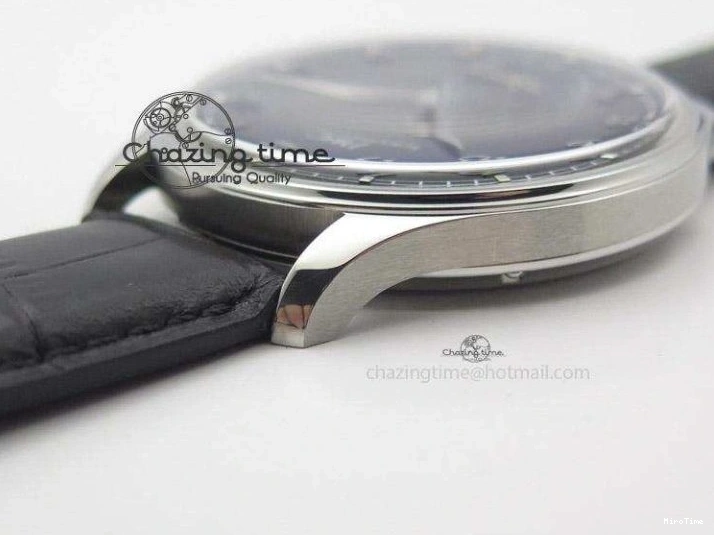 MIROTIME 0425 Portuguese IW545407 Black Dial ZF 1:1 Best Edition On Dark Blue Leather Strap DailyWear 7337